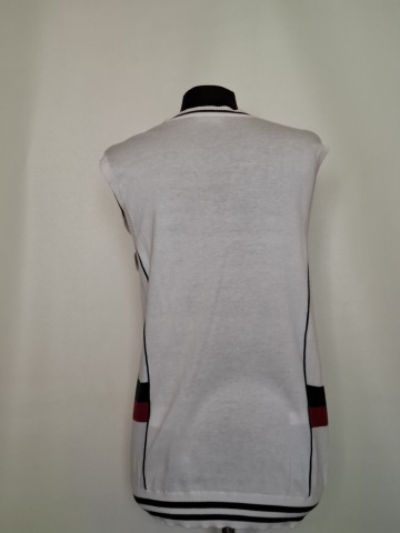 Vestă retro tricot fin Antony Moratto – alb cu dungi bleumarin - Img 3