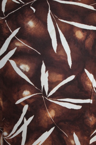 Bluză cu print vegetal stilizat – anii ’80–’90, chiffon maro - Img 6