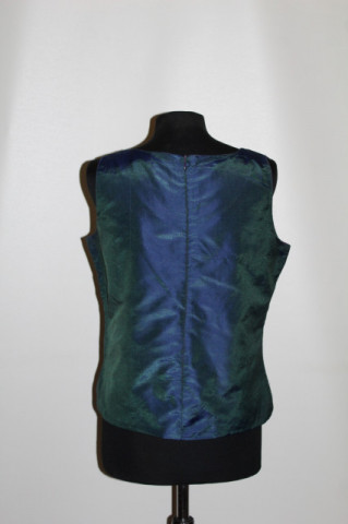 Bluză de ocazie Jacqueline Riu – patchwork elegant cu broderie auriu, anii ’90 - Img 3