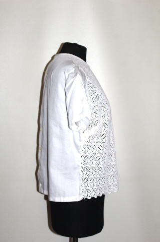 Bluză din dantelă guipure – anii ’50, poplin de bumbac - Img 2