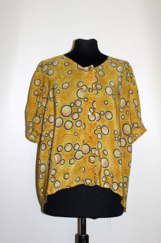 Bluza din mătase naturală cu print cercuri – rafinament anii ’50‑’60