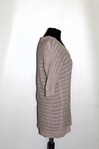Bluză tricotată bej repro anii ’70 – tricot moale cu fir discret argintiu - Img 2