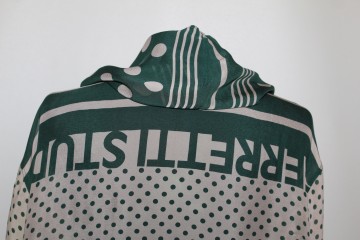Cămașă buline și logo Alberta Ferretti – chiffon verde & ivoire, vintage designer - Img 5