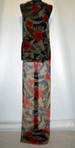 Esarfa retro print orhidee anii '80