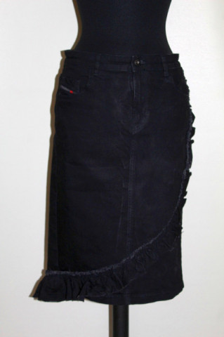 Fustă denim negru Diesel – volane cu aer retro casual  - Img 2