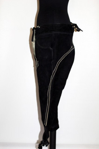 Pantaloni tirolezi din piele intoarsa neagra anii '80