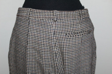 Pantaloni vintage pied‑de‑poule – clasic retro ’90 cu carouri bej & maro - Img 4