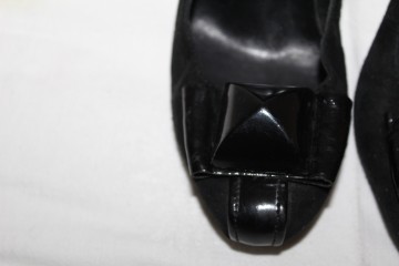 Pantofi cu toc sculptural Bagatt – piele naturală întoarsă neagră, design italian - Img 2