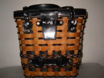 Poseta vintage cosulet negru si maro anii '70