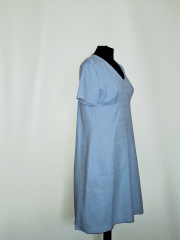 Rochie creponată bleu anii ’60‑’70 – midi vintage - Img 4