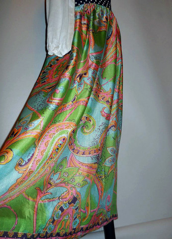 Rochie cu print vegetal in tonuri pastel anii '70