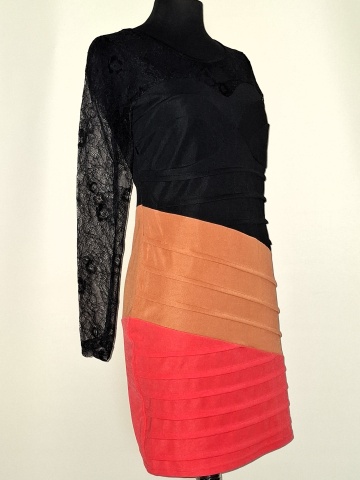 Rochie de ocazie Graffith repro anii ’80 – dantelă & poliester multicolor - Img 4