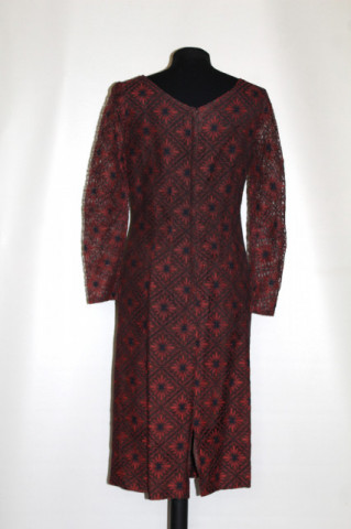 Rochie de ocazie vintage cu flori cărămizii – anii ’50 - Img 3