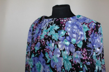 Rochie din voal floral albastru și verde – retro anii ’80 - Img 5