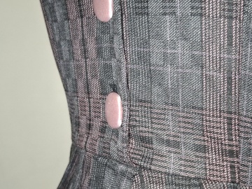 Rochie Laura Cool repro anii 50, carouri roz și verde închis - Img 7