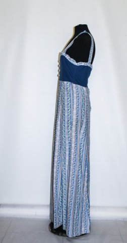 Rochie maxi albastra dungi si print floral anii '80