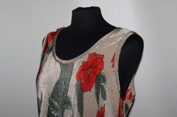 Rochie plisată cu print floral verde și cărămiziu – anii ’90 - Img 5