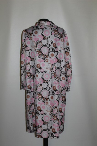 Rochie print floral roz si maro anii '60