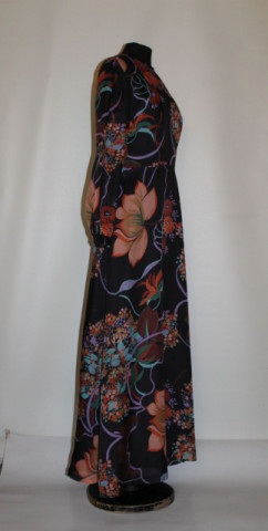 Rochie retro de seară din voal cu print floral – vintage anii ’70 - Img 4