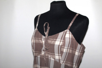 Rochie retro din carouri maro‑cafea Jacqueline de Young – anii ’90 - Img 5