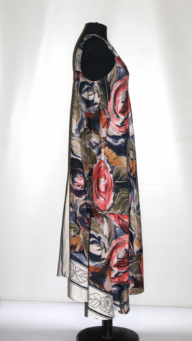 Rochie retro din viscose cu print floral roz și albastru – anii ’90 - Img 2