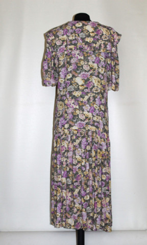 Rochie retro Maggy London din rayon cu print floral – anii ’80 - Img 3