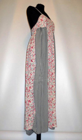 Rochie retro maxi flori si carouri anii '80