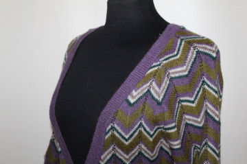 Rochie tricotată ajurată violet-oliv – repro anii ’70, stil retro lejer - Img 5
