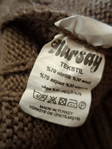 Rochie tricotată maro repro anii 70, broderie și cordon - Img 7