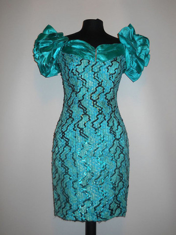 Rochie turcoaz paiete anii '80