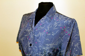 Rochie vintage albastru petrol print punctiform anii '50 - Img 7