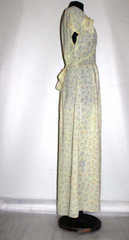 Rochie vintage anii ’30 cu motive vegetale pe fond galben - Img 2