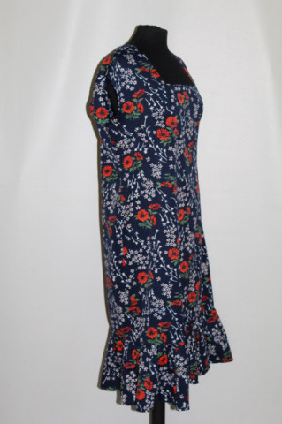 Rochie vintage bleumarin cu flori roșii – anii ’70 - Img 5