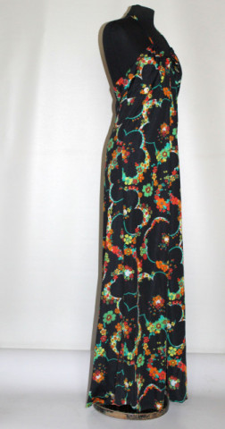 Rochie vintage cu spatele gol – print floral multicolor, anii ’70 - Img 4