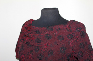 Rochie vintage de ocazie din brocart vișiniu – anii ’60 - Img 6
