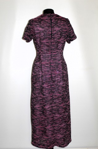 Rochie vintage de ocazie roz și negru anii ’60 – voal și catifea de mătase - Img 4