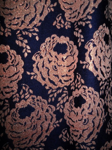Rochie vintage din brocart albastru anii '60