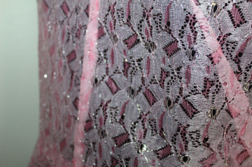 Rochie vintage din dantelă roz cu fir argintiu – anii ’70 - Img 8
