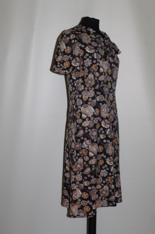 Rochie vintage din satin de mătase naturală maro anii 60