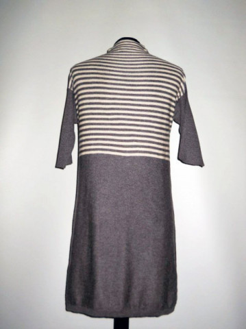 Rochie vintage din tricot gri cu dungi anii '70