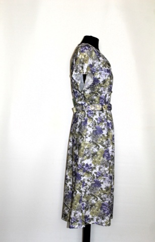 Rochie vintage florală violet-verde Schneberger – anii ’70, croială lejeră - Img 3