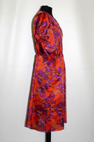 Rochie vintage orhidee portocalii anii 70