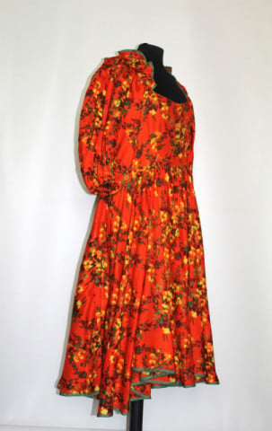 Rochie vintage portocalie fustă clos anii 60