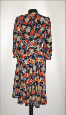 Rochie vintage print floral multicolor anii 40