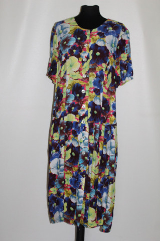 Rochie vintage Tendenz Modelle – floral retro ’90 cu nasturi & buzunare