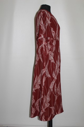 Rochie vintage vișinie print abstract anii 60 - Img 3