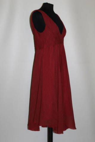 Rochie vișinie print geometric mărunt repro anii 70
