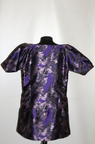 Tunică brocart violet cu model abstract – vintage anii ’70 - Img 4