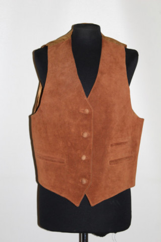 Vestă retro din piele întoarsă maro – anii ’80