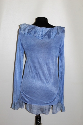 Bluză bleu cu volane din mătase – design romantic - Img 3